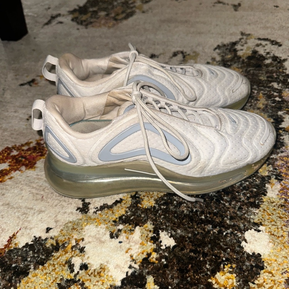 Nike Air Max 720 White and Gray Sneakers with Breathable Fabric and Chunky Sole